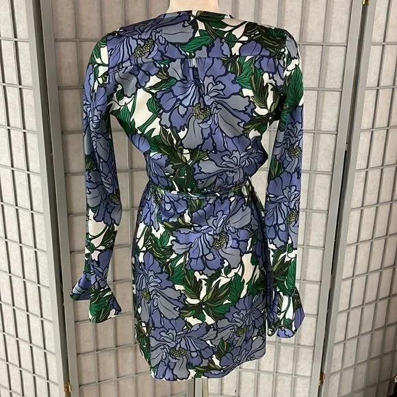 Floral Ruffle Wrap Mini Dress - Picture 2 of 8